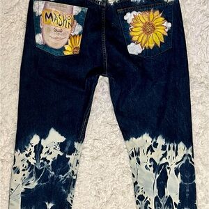 Levi's Men's Blue and White Tie-Dye Straight Leg Jeans